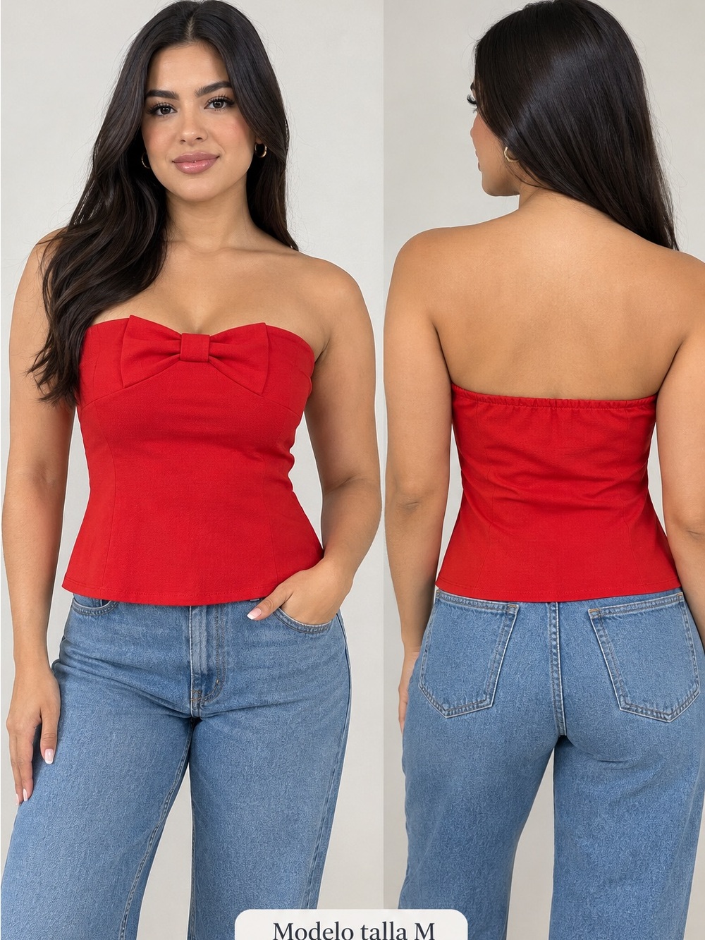 Strapless Red Bow Bustier Camisole
